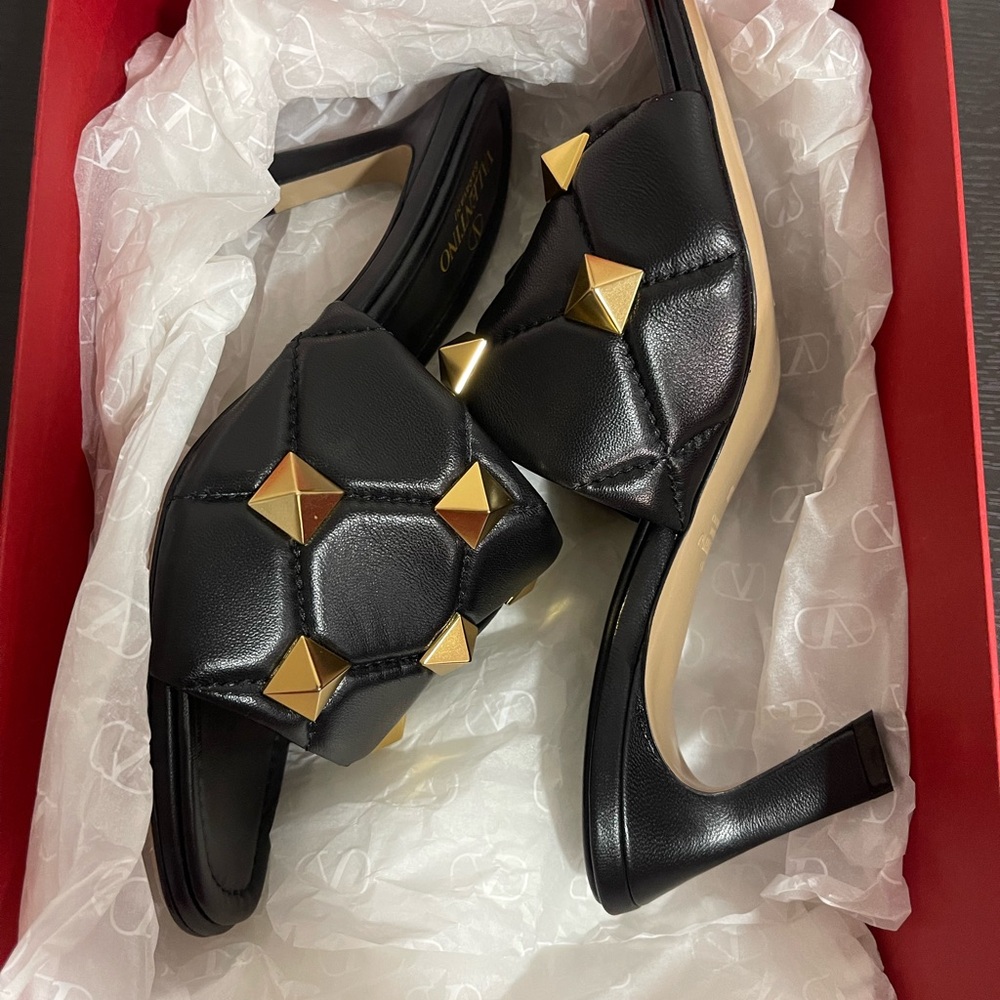 Valentino Mule - Stud Black Quilted Leather - Picture 3 of 8